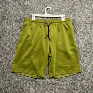 Open Edit Mens Athletic Shorts Olive Green Drawstring Waist Medium Gym Sport